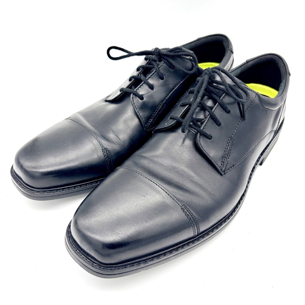 Bostonian Wenham Cap Black Leather Dress Shoes Mens US 12M Square Toe Oxfords